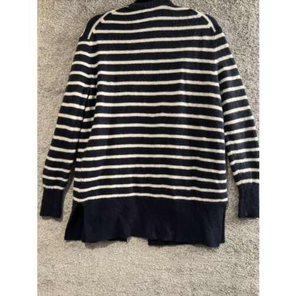 Madewell Cardigan Merino Wool Alpaca Small Cozy Sweater Open Front Navy Stripe - Picture 9 of 9